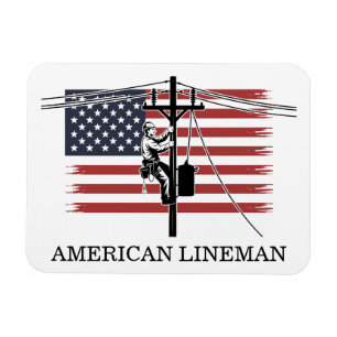 Imán Bandera de Lineman Americano - Trabajo de Electric