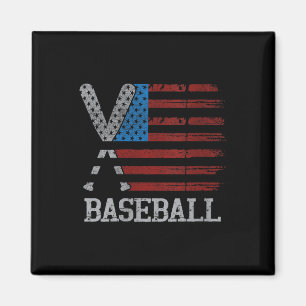 Imán Bandera De Los Ee.Uu. Bates Cruzados De Béisbol Pl