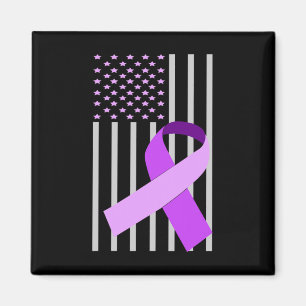 Imán Bandera de los Estados Unidos Alzheimer Ribbon Alz