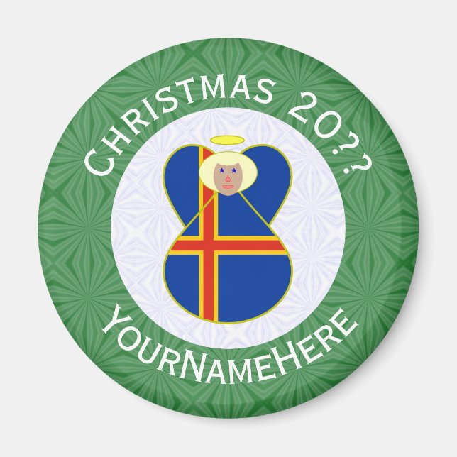 Imán Bandera de los Navidades de Ålander Angel personal (Frente)