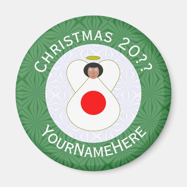 Imán Bandera de los Navidades de ángel japoneses person (Frente)