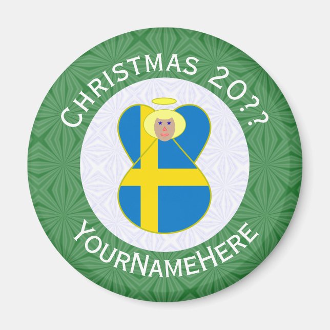 Imán Bandera de los Navidades de ángel suecos personali (Frente)