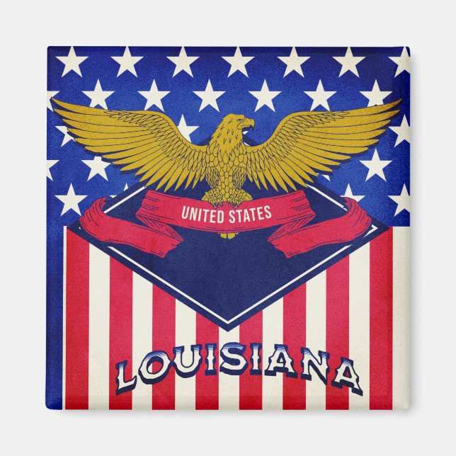 Imán Bandera de Louisiana EE. UU. (Frente)
