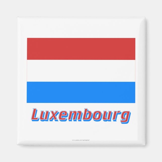 Imán Bandera de Luxemburgo con nombre (Frente)