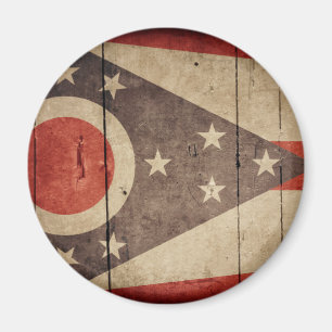 Imán Bandera de madera rugosa de Ohio