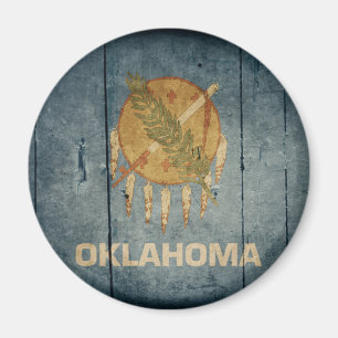 Imán Bandera de madera rugosa de Oklahoma