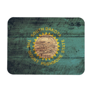 Imán Bandera de madera vieja de Dakota del Sur