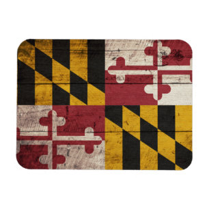 Imán Bandera de madera vieja de Maryland