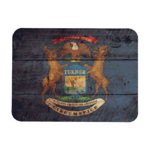 Imán Bandera de madera vieja de Michigan