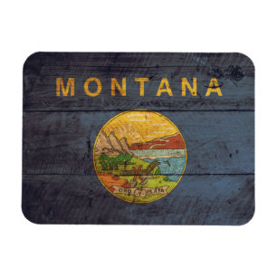 Imán Bandera de madera vieja de Montana