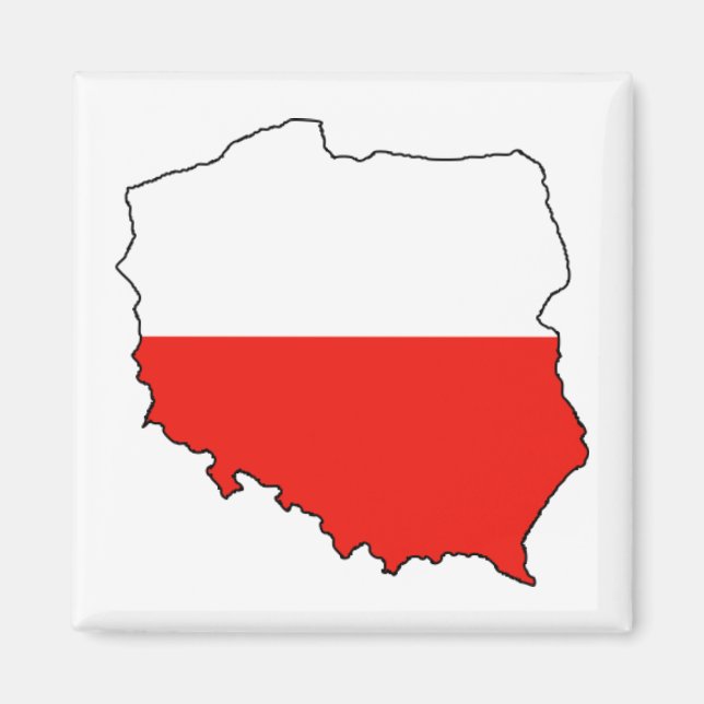 Imán Bandera de mapa de Polonia (Frente)