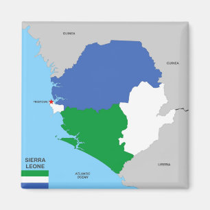 Imán bandera de mapa político de sierra leona