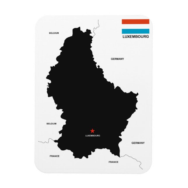 Imán bandera de mapa político del país de luxemburgo (Vertical)