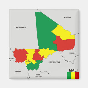 Imán bandera de mapa político del país malí