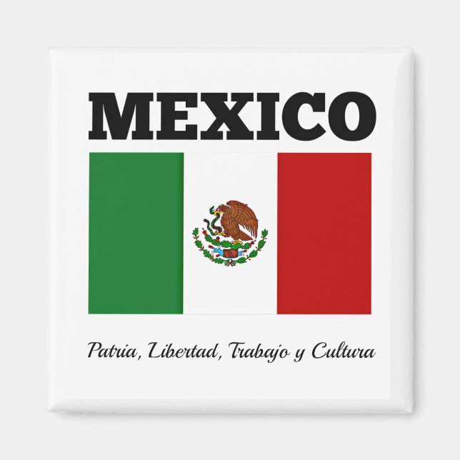 Imán Bandera de México, etiquetado (Frente)