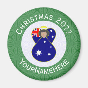 Imán Bandera de Navidad Australiana Angel Personalizada