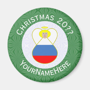Imán Bandera de Navidad de Ángel Ruso Personalizada