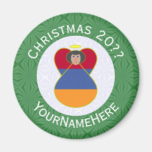 Imán Bandera de Navidad del Ángel Armenio Personalizada