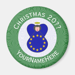 Imán Bandera de Navidad del ángel de la Unión Europea P