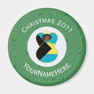 Imán Bandera de Navidad del Ángel Oscuro de las Bahamas