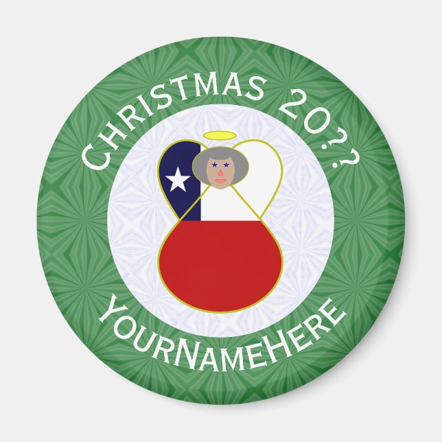 Imán Bandera de Navidad personalizada Chile Abuela Ange (Frente)