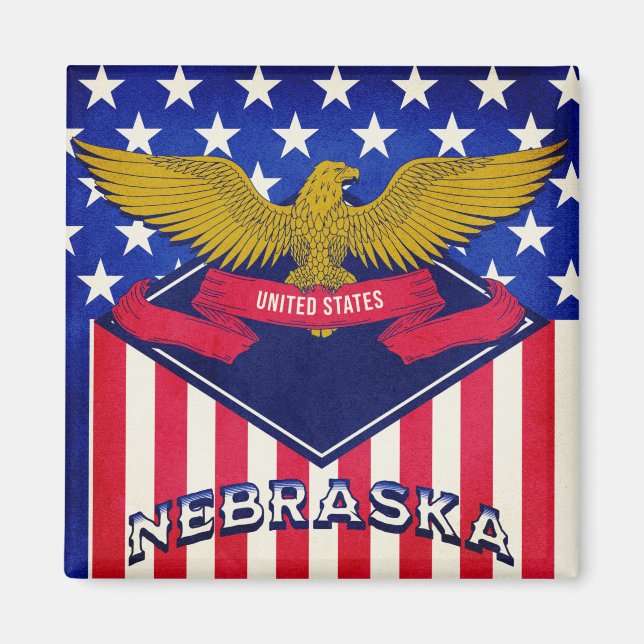 Imán Bandera de Nebraska USA (Frente)