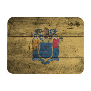 Imán Bandera de New Jersey de Old Wood;