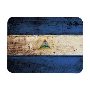 Imán Bandera de Nicaragua en grano de madera vieja
