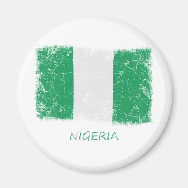 Imán Bandera de Nigeria Grunge (Frente)