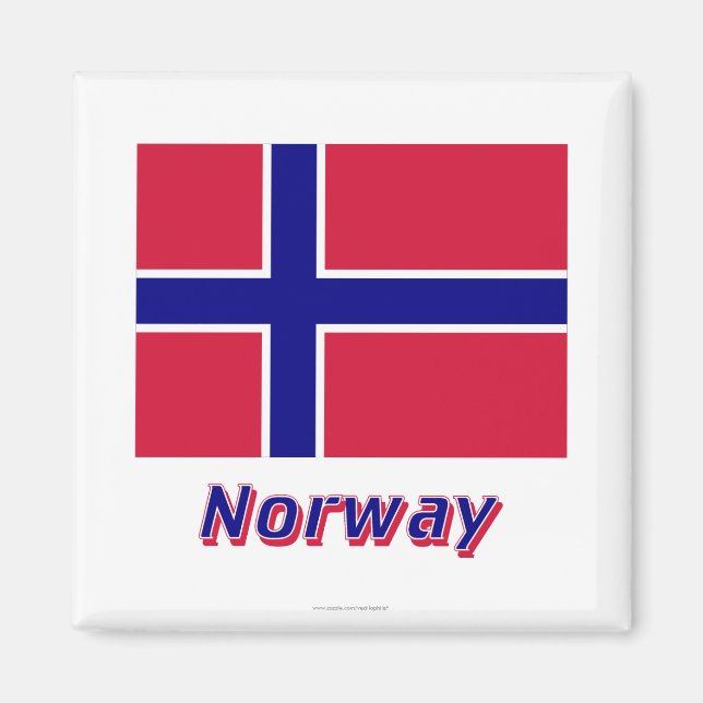 Imán Bandera de Noruega con nombre (Frente)