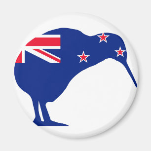 Imán Bandera de Nueva Zelanda con la silueta del kiwi