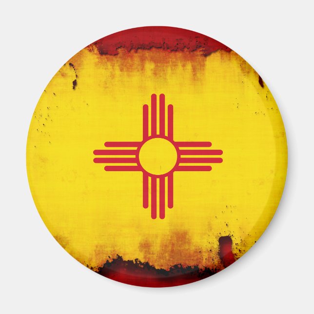 Imán Bandera de Nuevo México de Estilo Grunge (Frente)