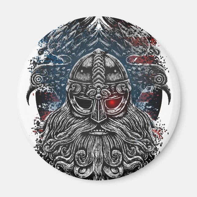 Imán Bandera de Odin ravens y espadas Viking Mythology  (Frente)