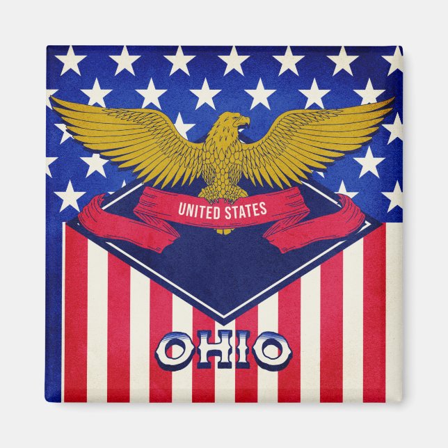 Imán Bandera de Ohio USA (Frente)