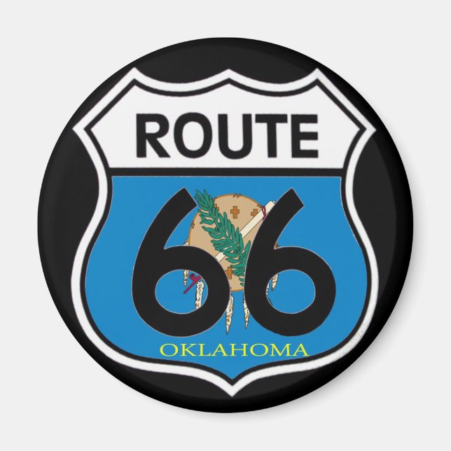 Imán Bandera de Oklahoma Ruta 66 Escudo (Frente)
