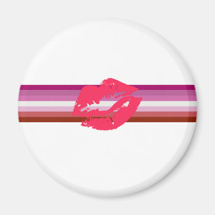 Imán Bandera de orgullo lesbiana con lápiz labial