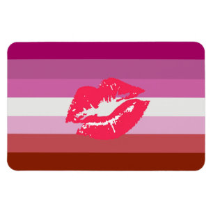 Imán Bandera de orgullo lesbiana con lápiz labial