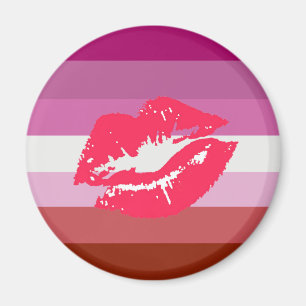 Imán Bandera de orgullo lesbiana con lápiz labial