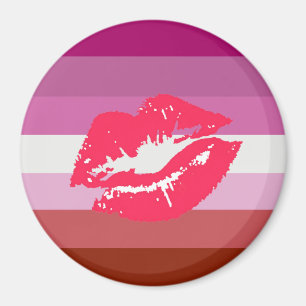 Imán Bandera de Orgullo Lesbiana con Lápiz Labial