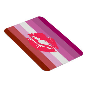Imán Bandera de orgullo lesbiana con lápiz labial