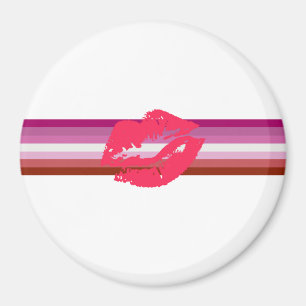 Imán Bandera de orgullo lesbiana con lápiz labial