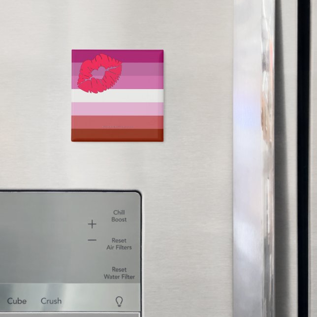Imán bandera de orgullo lesbiana de labios rojos Slippe (In situ (nevera))