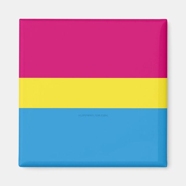Imán bandera de orgullo pansexual SlipperyJoe rosa ámba (Frente)