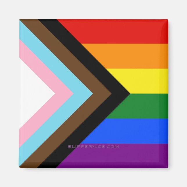 Imán Bandera de orgullo progresista de SlipperyJoe's se (Frente)