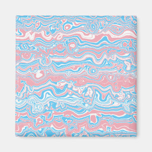 Imán Bandera de Orgullo Trans Trippy Boho Groovy Rayas