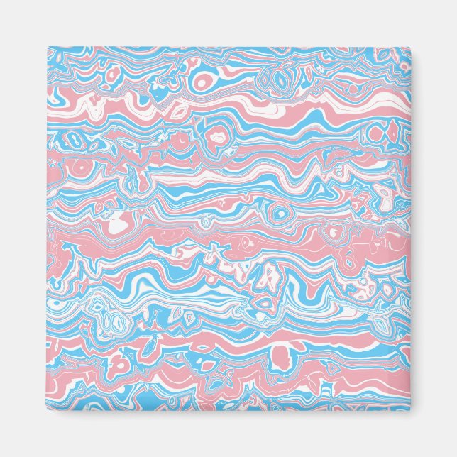 Imán Bandera de Orgullo Trans Trippy Boho Groovy Rayas  (Frente)