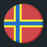 Imán Bandera de Orkney<br><div class="desc">Magnet con diseño con bandera del histórico condado de Orkney,  en Escocia,  Gran Bretaña; bandera roja con cruz nórdica azul y amarilla</div>