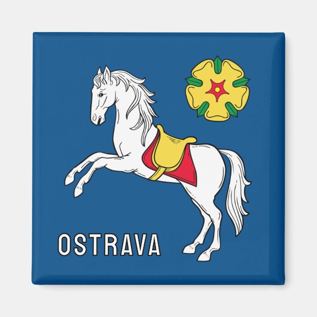 Imán Bandera de Ostrava, República Checa (Frente)