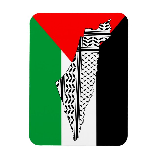 Imán Bandera de Palestina y mapa con el modelo de Keffi (Vertical)
