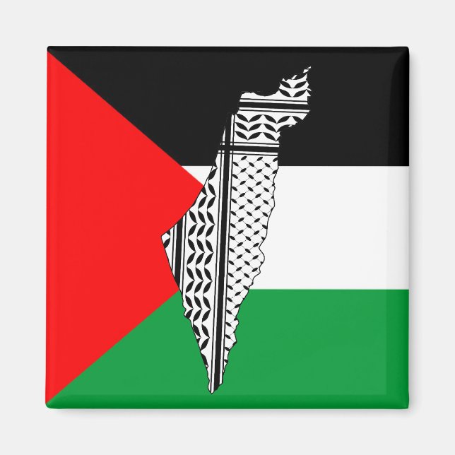 Imán Bandera de Palestina y mapa con el modelo de Keffi (Frente)